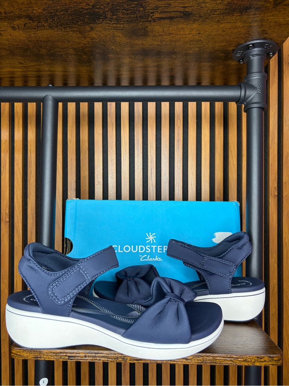 Clarks Navy Knotted Platform Sandals for Women